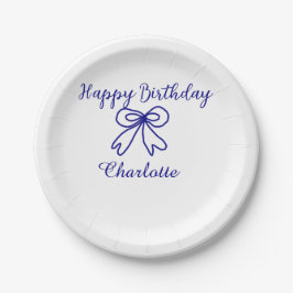 Blue bow CUTIE ADD NAME BABY Happy Birthday Papieren Bordje