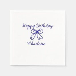 Blue bow CUTIE ADD NAME BABY Happy Birthday Servet