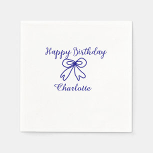 Blue bow CUTIE ADD NAME BABY Happy Birthday Servet