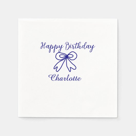 Blue bow CUTIE ADD NAME BABY Happy Birthday Servet (Voorkant)