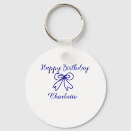 Blue bow CUTIE ADD NAME BABY happy birthday  Sleutelhanger