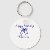 Blue bow CUTIE ADD NAME BABY happy birthday Sleutelhanger (Achterkant)