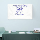 Blue bow CUTIE ADD NAME BABY Happy Birthday Spandoek (Beurs)