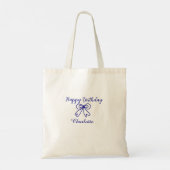 Blue bow CUTIE ADD NAME BABY Happy Birthday Tote Bag (Achterkant)