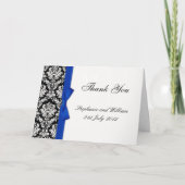 Blue Bow Damask Wedding Bedankt kaarten (Voorkant)