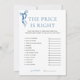 Blue Bow De prijs is de juiste Baby shower Game Ka Kaart
