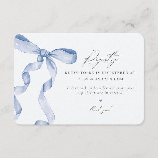 Blue Bow De uitnodiging van het Knoopregister kopp Informatiekaartje (Voorkant)