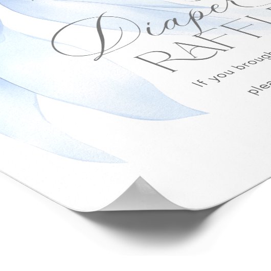 Blue Bow Diaper Raffle Floral Baby shower Poster (Hoek)