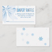 Blue Bow Diaper Raffle Winter Baby Shower  Informatiekaartje (Voorkant / Achterkant)
