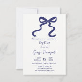 Blue Bow Doop Religieuze gebeurtenis Kaart (Voorkant)