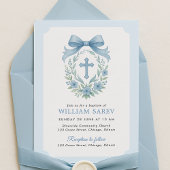Blue Bow Doop Uitnodiging voor Baby Boy