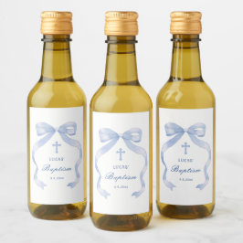 Blue Bow-doop Wijn Etiket