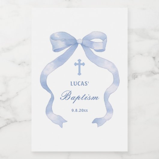 Blue Bow-doop Wijn Etiket (Enkel label)