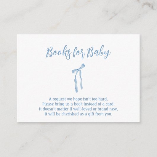 Blue bow eenvoudige baby showers behuizing kaart (Voorkant)