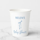 Blue bow eenvoudige jongens baby shower cup papieren bekers (Achterkant)
