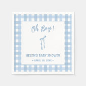 Blue bow eenvoudige plaid boys baby shower servet (Voorkant)