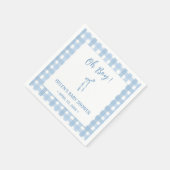 Blue bow eenvoudige plaid boys baby shower servet (Hoek)