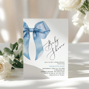 Blue Bow Elegant Baby Boy Douche Kaart