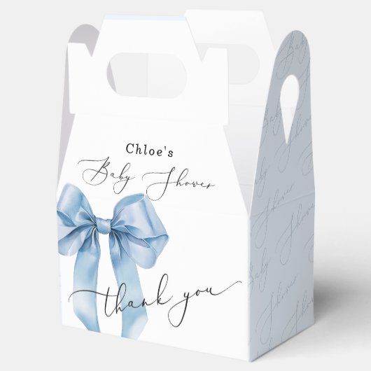 Blue Bow Elegant Baby shower Bedankdoosjes (Geopend)