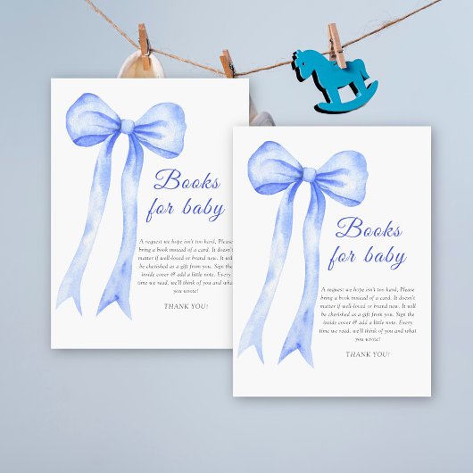 Blue Bow elegante baby boek aanvraag Informatiekaartje