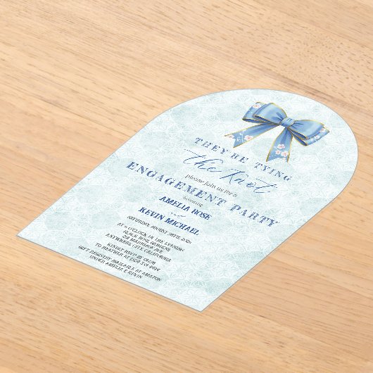 Blue Bow Engagement Invitation – Japanese Style Acryl Uitnodigingen (Laagn)