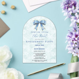 Blue Bow Engagement Invitation – Japanese Style Acryl Uitnodigingen