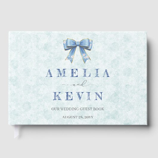 Blue Bow Engagement Invitation – Japanese Style Gastenboek (Voorkant)