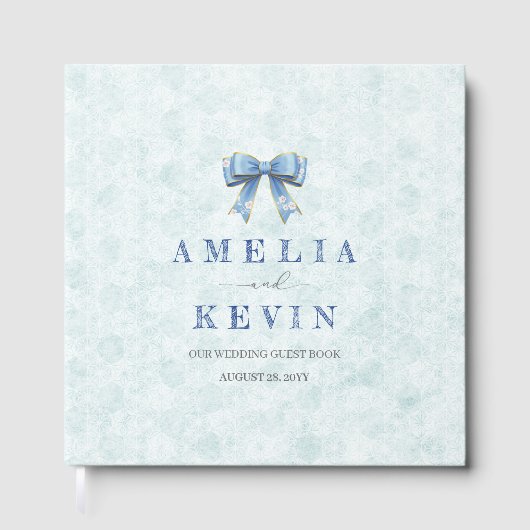 Blue Bow Engagement Invitation – Japanese Style Gastenboek (Voorkant)