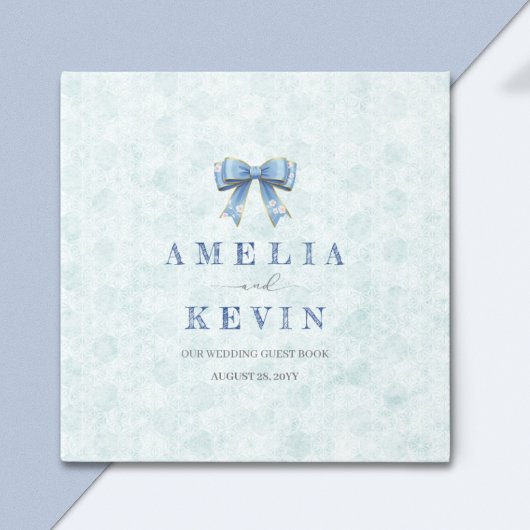 Blue Bow Engagement Invitation – Japanese Style Gastenboek