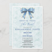 Blue Bow Engagement Invitation – Japanese Style Kaart (Voorkant / Achterkant)