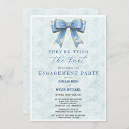 Blue Bow Engagement Invitation – Japanese Style Kaart