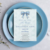 Blue Bow Engagement Invitation – Japanese Style Kaart