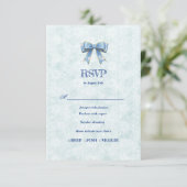 Blue Bow Engagement Invitation – Japanese Style RSVP Kaartje (Staand voorkant)