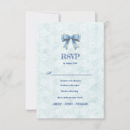 Blue Bow Engagement Invitation – Japanese Style RSVP Kaartje