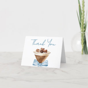 Blue Bow Espresso Martini Baby shower Bedankkaart