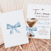 Blue Bow Espresso Martini Baby shower Kaart