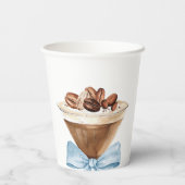 Blue Bow Espresso Martini Baby Shower Papieren Bekers (Achterkant)