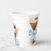 Blue Bow Espresso Martini Baby Shower Papieren Bekers (Rechts)
