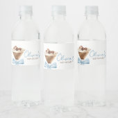 Blue Bow Espresso Martini Baby shower Waterfles Etiket (Flessen)
