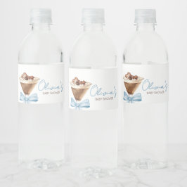 Blue Bow Espresso Martini Baby shower Waterfles Etiket