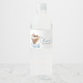 Blue Bow Espresso Martini Baby shower Waterfles Etiket (Voorkant)