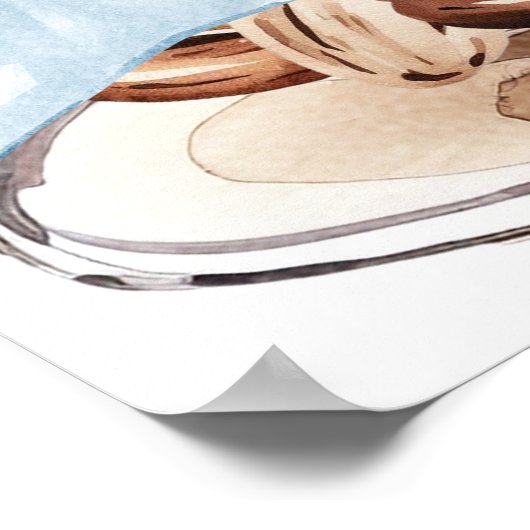 Blue Bow Espresso Martini Baby Shower Welcome Sign Poster (Hoek)