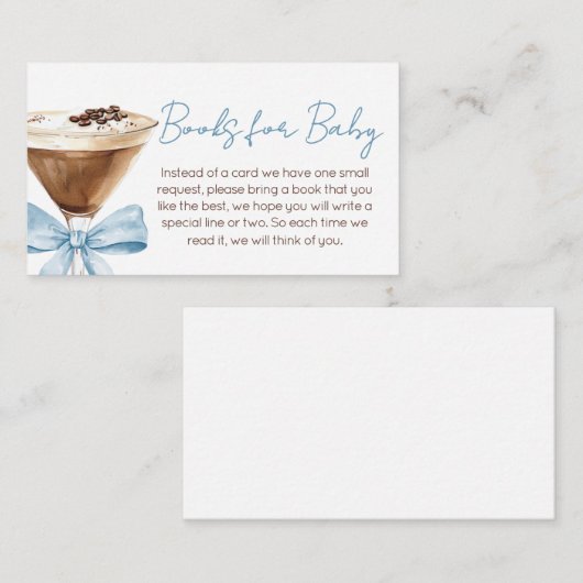 Blue Bow Espresso Martini Boeken voor Baby Informatiekaartje (Voorkant / Achterkant)