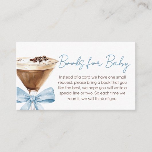 Blue Bow Espresso Martini Boeken voor Baby Informatiekaartje (Voorkant)