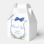 Blue Bow Eucalyptus Crest Baby shower Bedankt Bedankdoosjes (Achterkant)