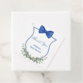 Blue Bow Eucalyptus Crest Baby shower Bedankt Bedankjes Labels (In situ)