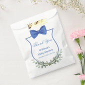 Blue Bow Eucalyptus Crest Baby shower Bedankt Bedankzakje (Gezegeld)