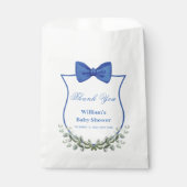 Blue Bow Eucalyptus Crest Baby shower Bedankt Bedankzakje (Voorkant)