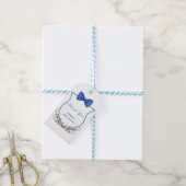 Blue Bow Eucalyptus Crest Baby shower Bedankt Cadeaulabel (Met Touw)