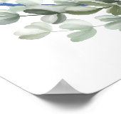 Blue Bow Eucalyptus Crest Baby shower Welkom Poster (Hoek)